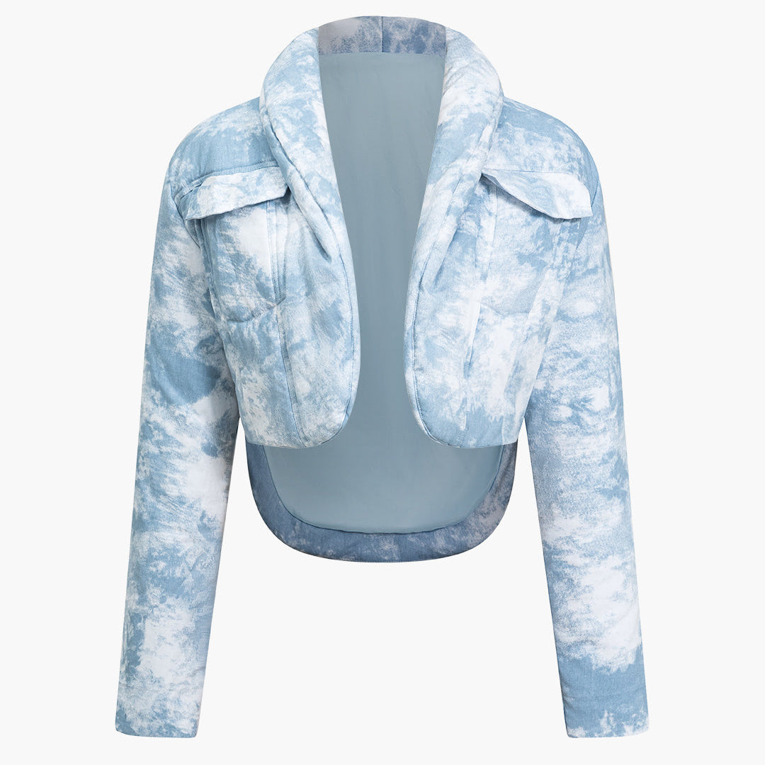 Puchowa kurtka tie dye z kieszeniami