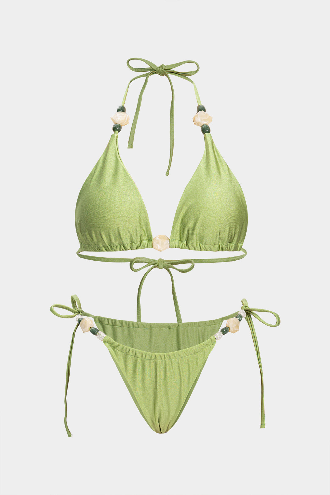 Bikini z koralikami i wiązaniem na szyi