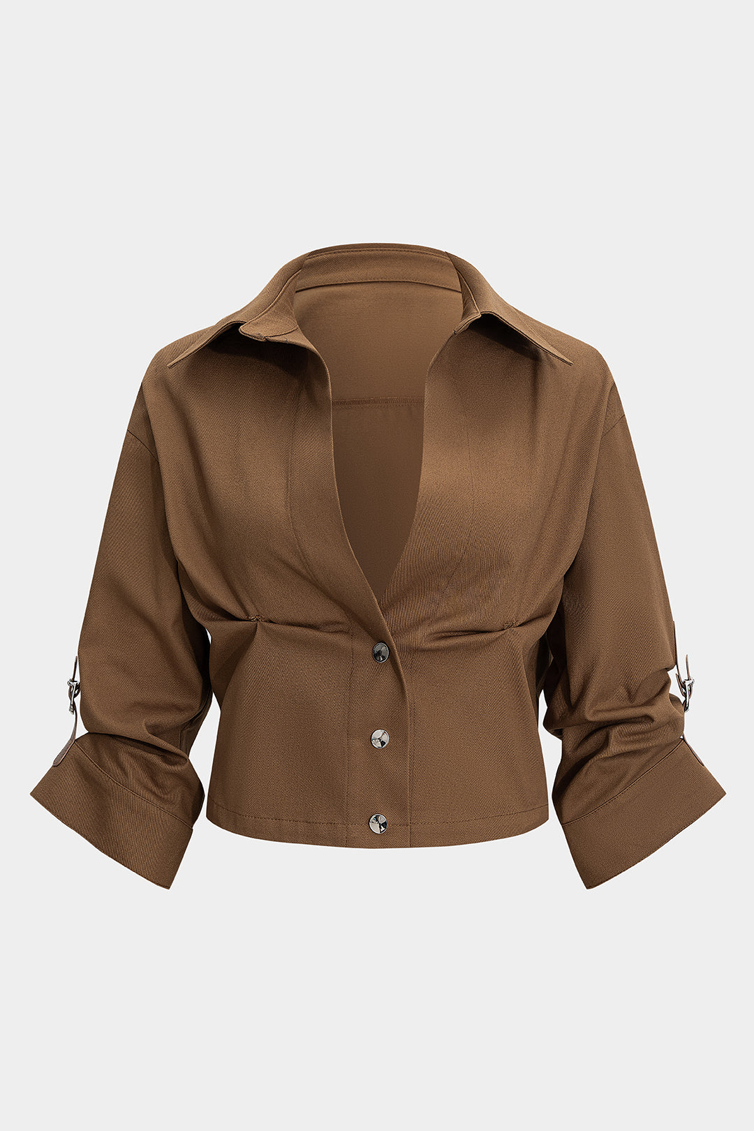 Koszula damska plus size z krótkimi rękawami i marszczeniami