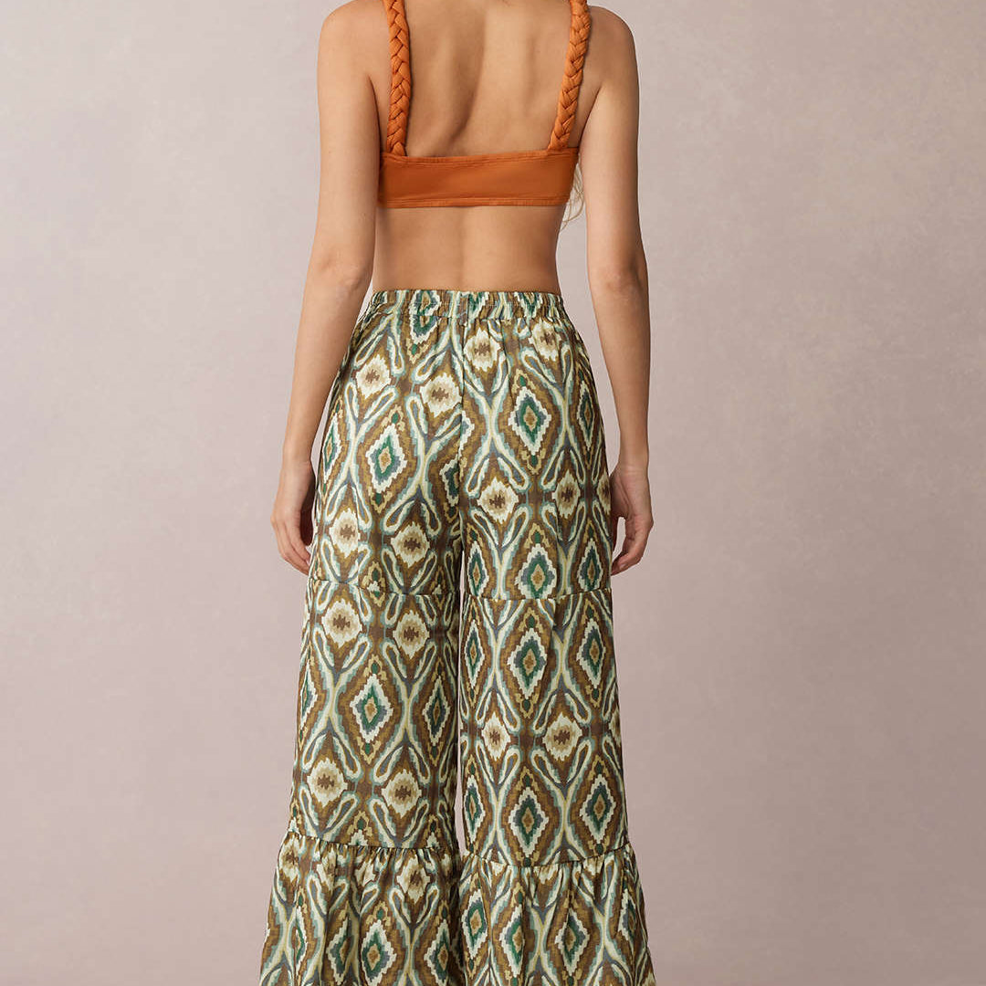 Szerokie spodnie damskie z wysokim stanem w stylu boho
