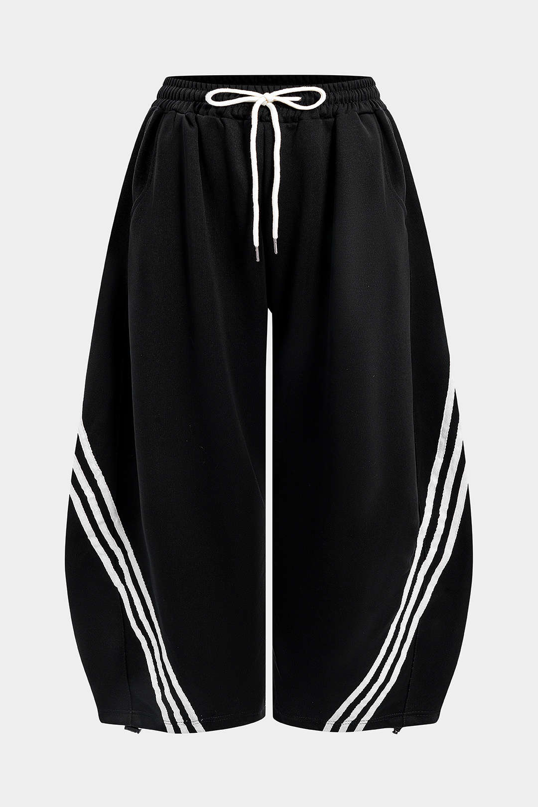 Spodnie plus size z kontrastowymi paskami
