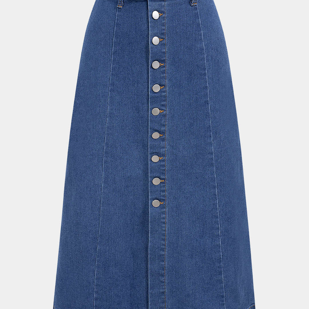 Spódnica z wysokim stanem i guzikami z denimu