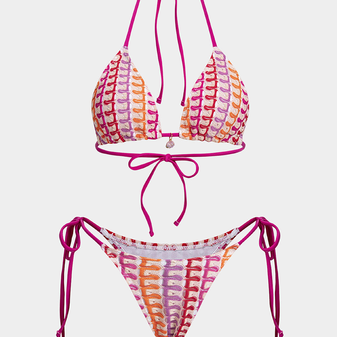 Bikini dwuczęściowe z boho wzorem i wiązaniami