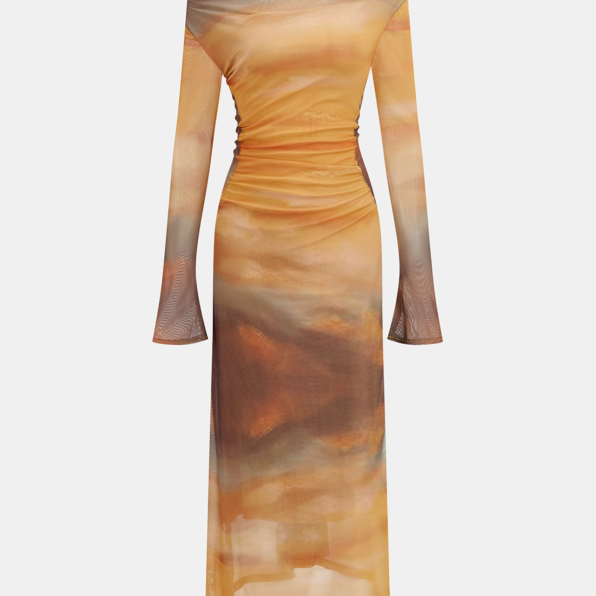 Midi sukienka z siateczki z zachodnim tie dye