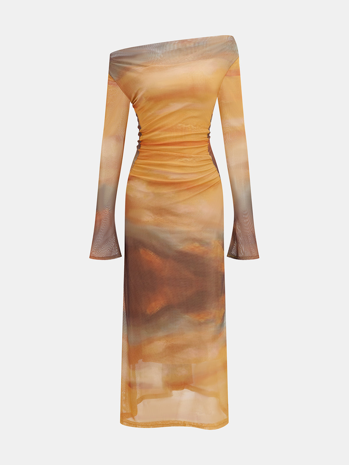 Midi sukienka z siateczki z zachodnim tie dye
