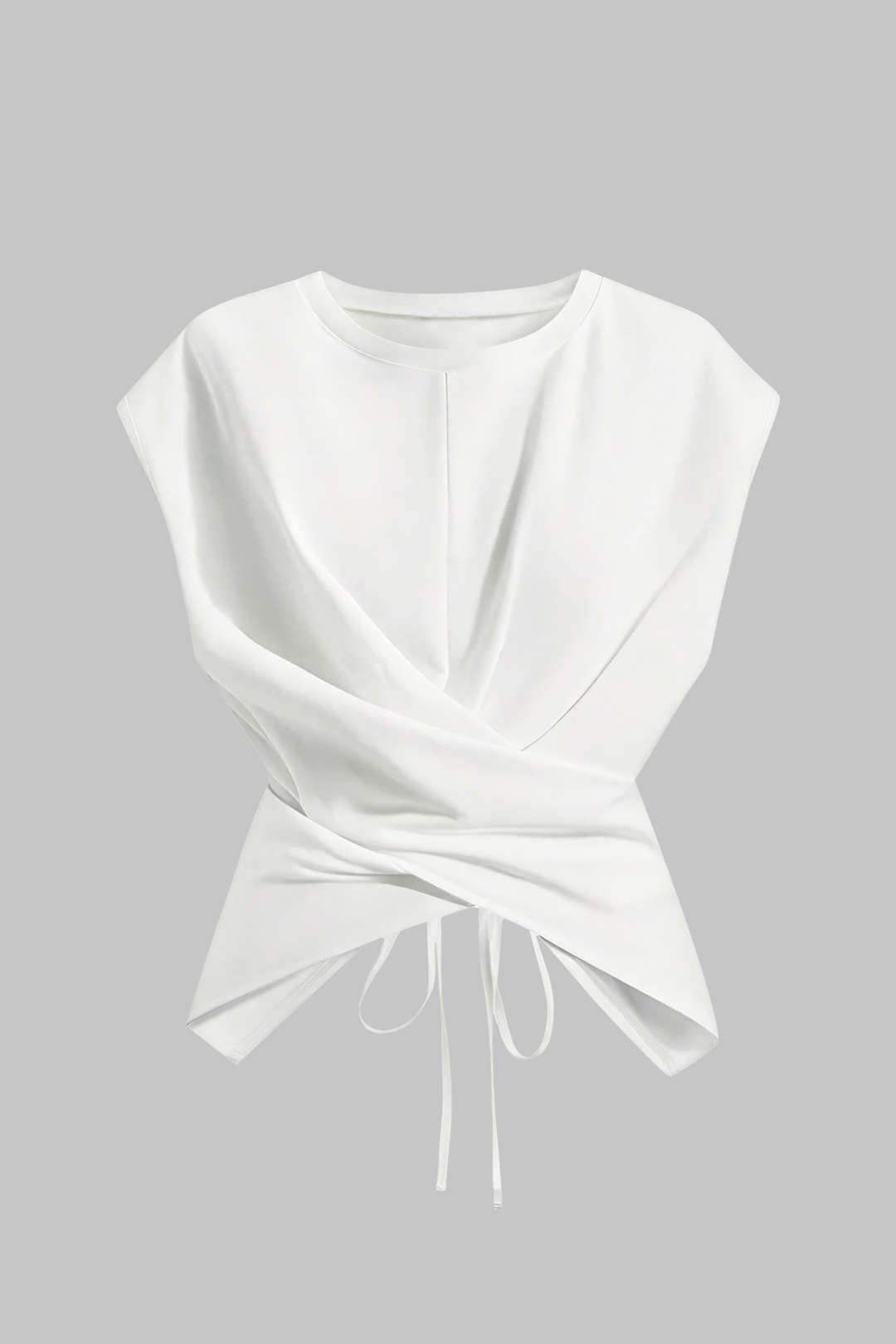 Koszulka plus size z ozdobnym wiązaniem i okrągłym dekoltem