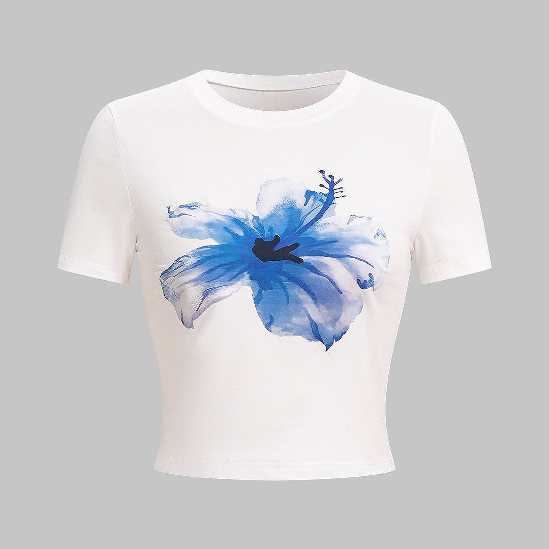 T shirt z kwiatami i krótkimi rękawami