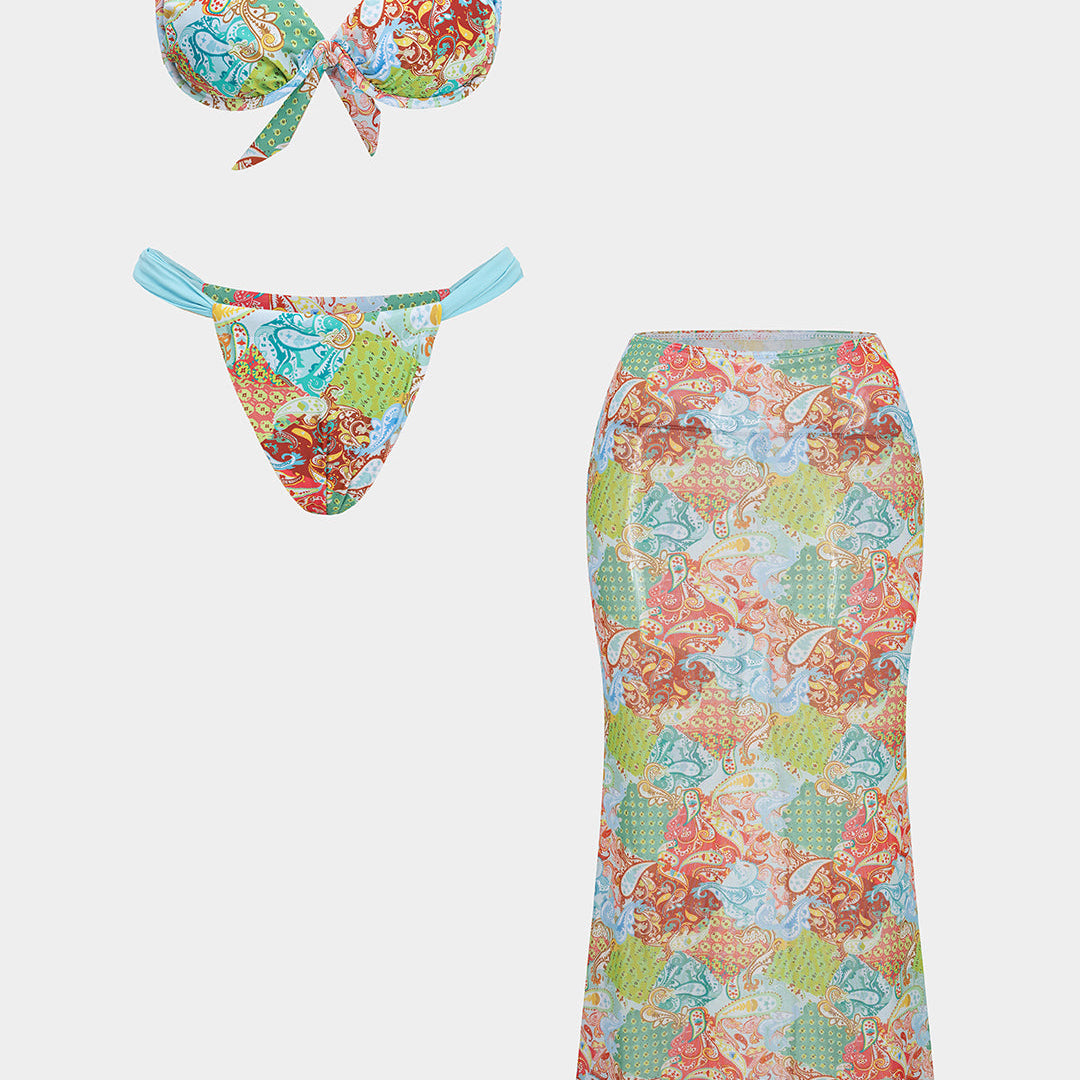 Boho strój kąpielowy z siateczki dwuczęściowy