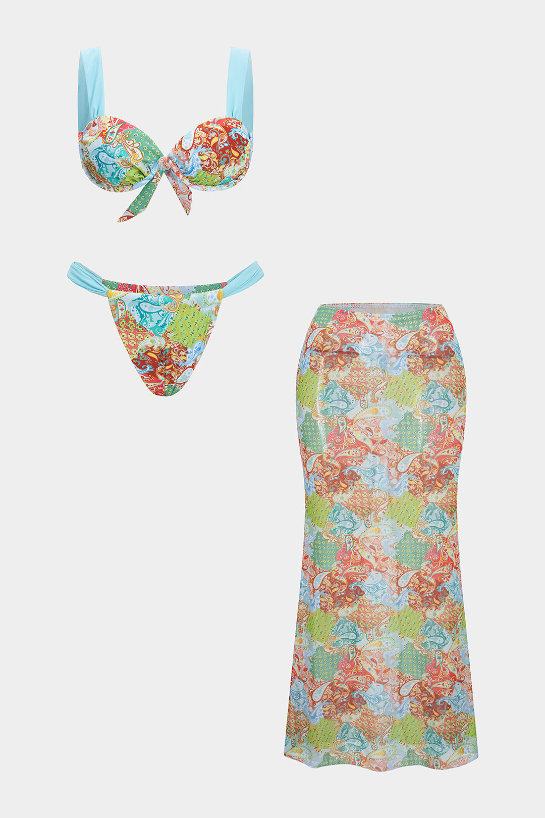 Boho strój kąpielowy z siateczki dwuczęściowy