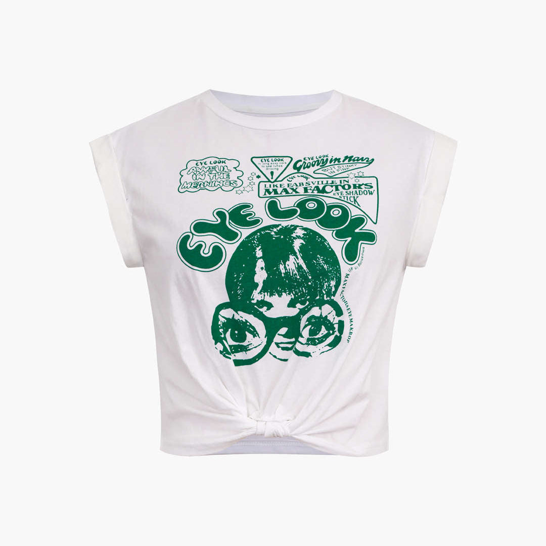 T shirt z nadrukiem oczu i wiązaniem
