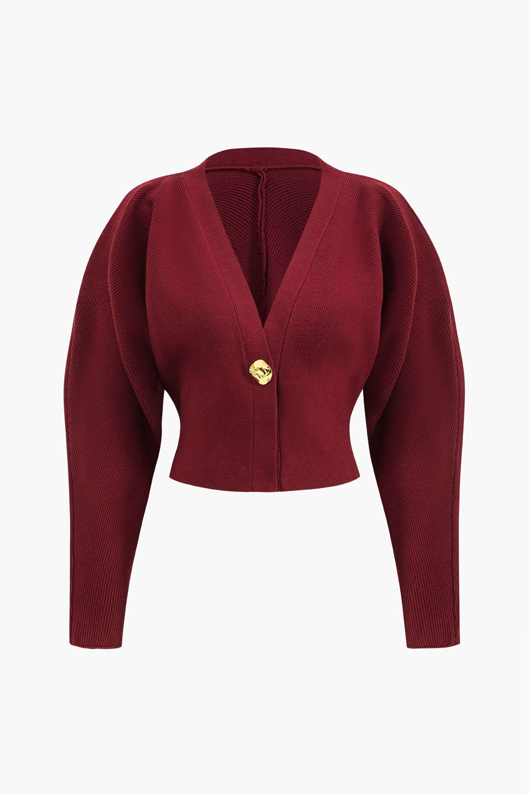 Elegancki sweter z serek dekoltem i ozdobnym guzikiem