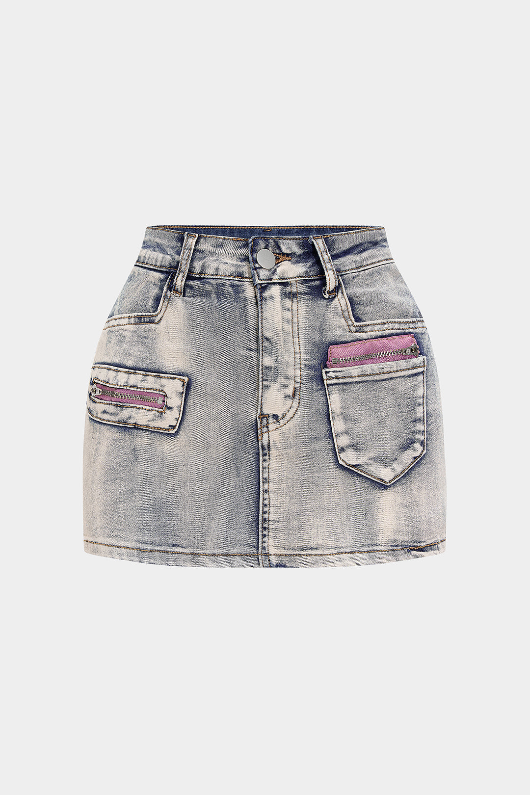 Jeansowa spódnica z zamkami w stylu patchwork