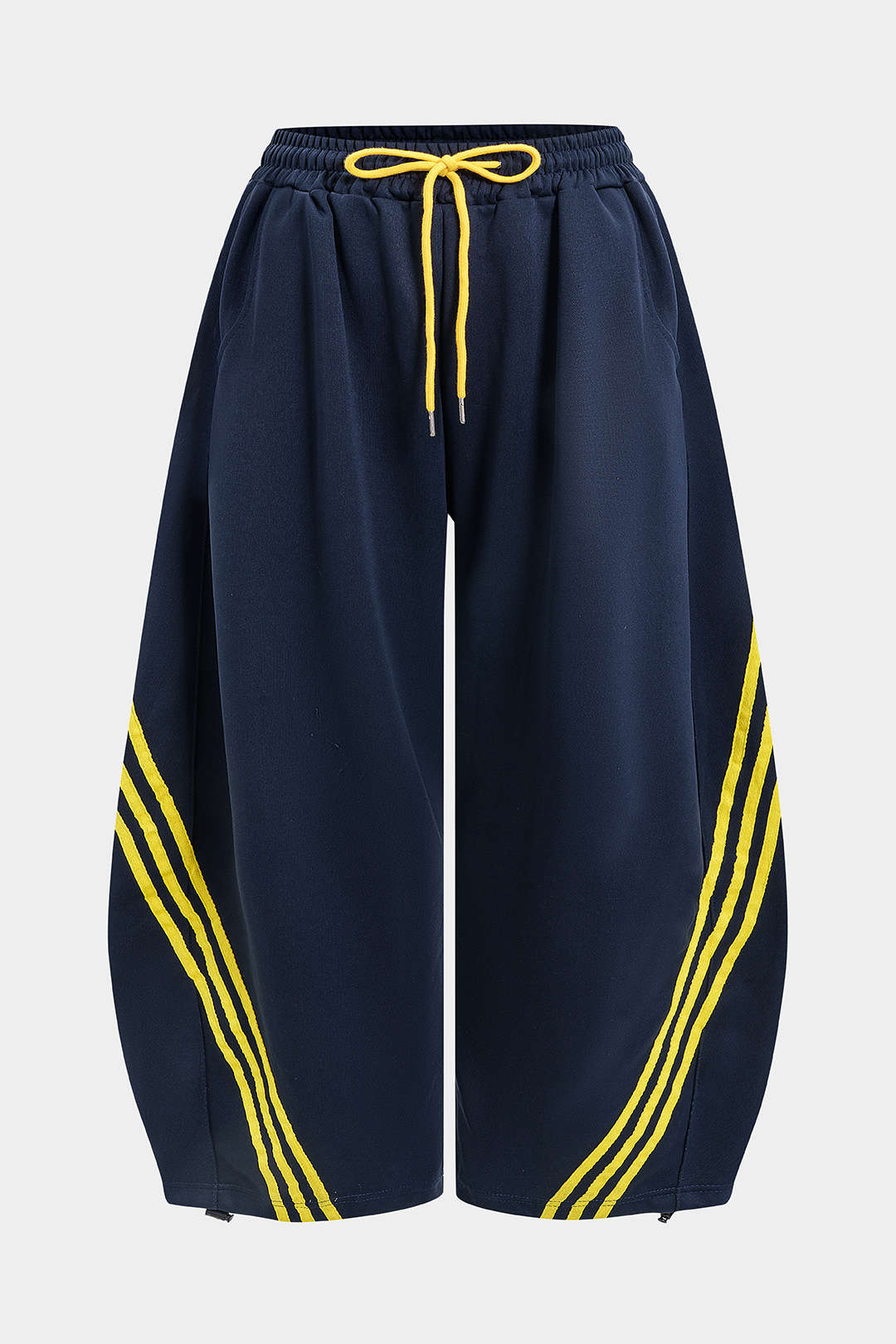 Spodnie plus size z kontrastowymi paskami