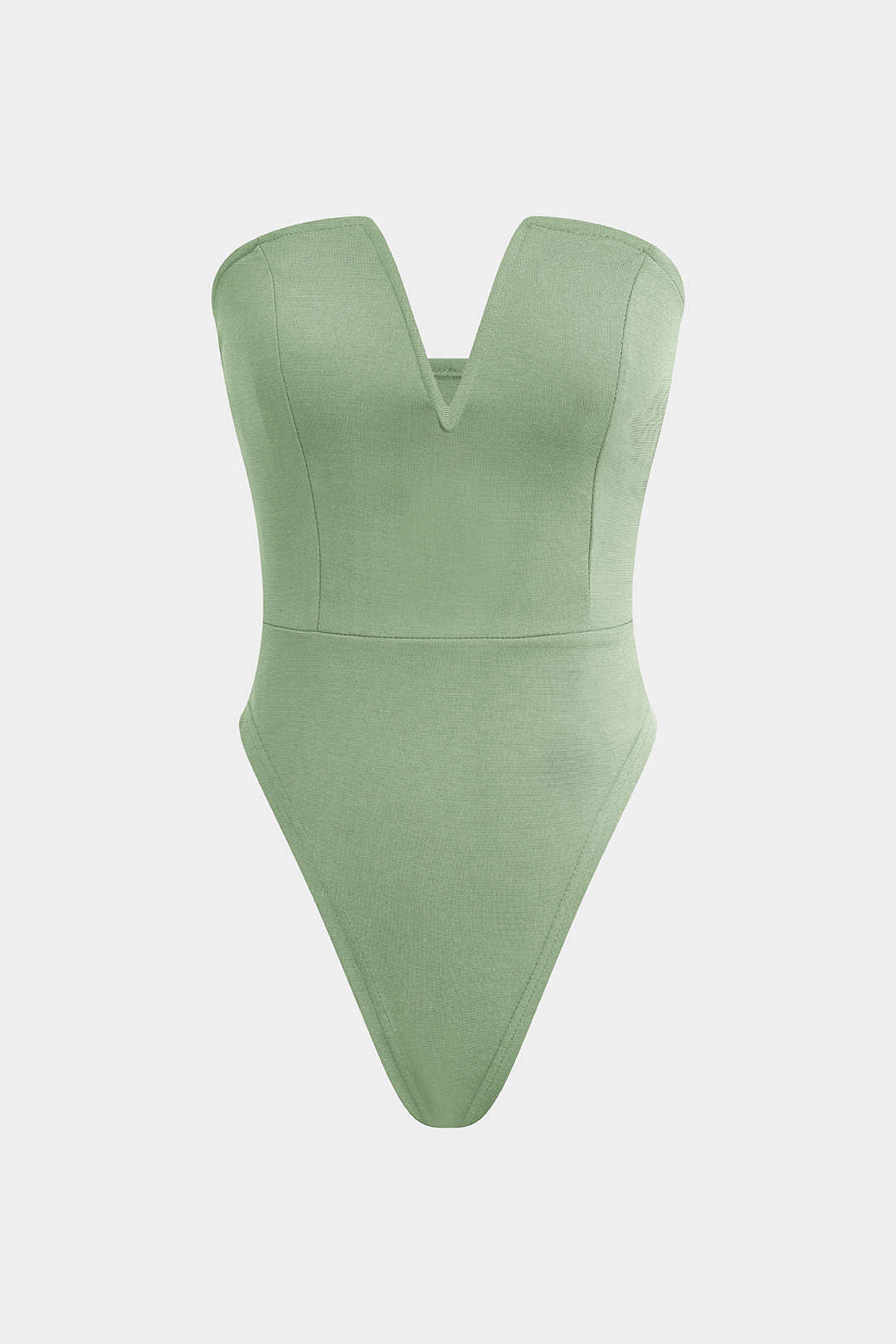 Bezramiączkowe body z dekoltem w szpic