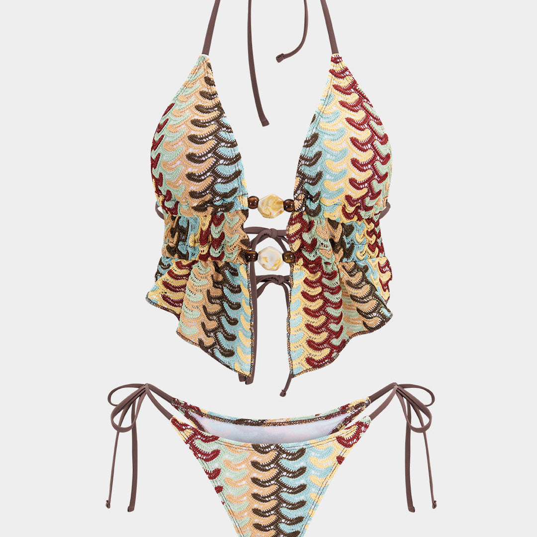 Boho bikini z regulowanym wiązaniem