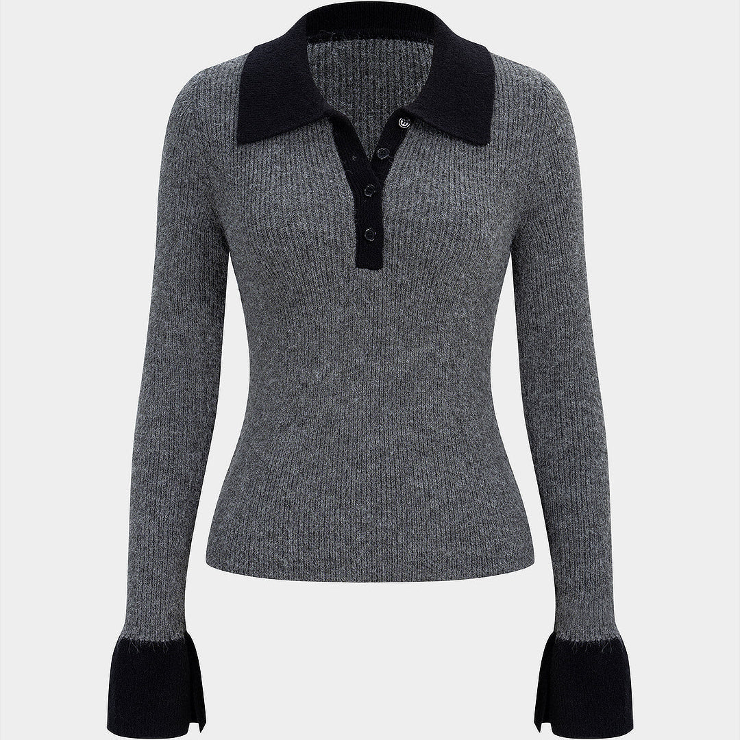 Elegancki top z dzianiny z guzikami