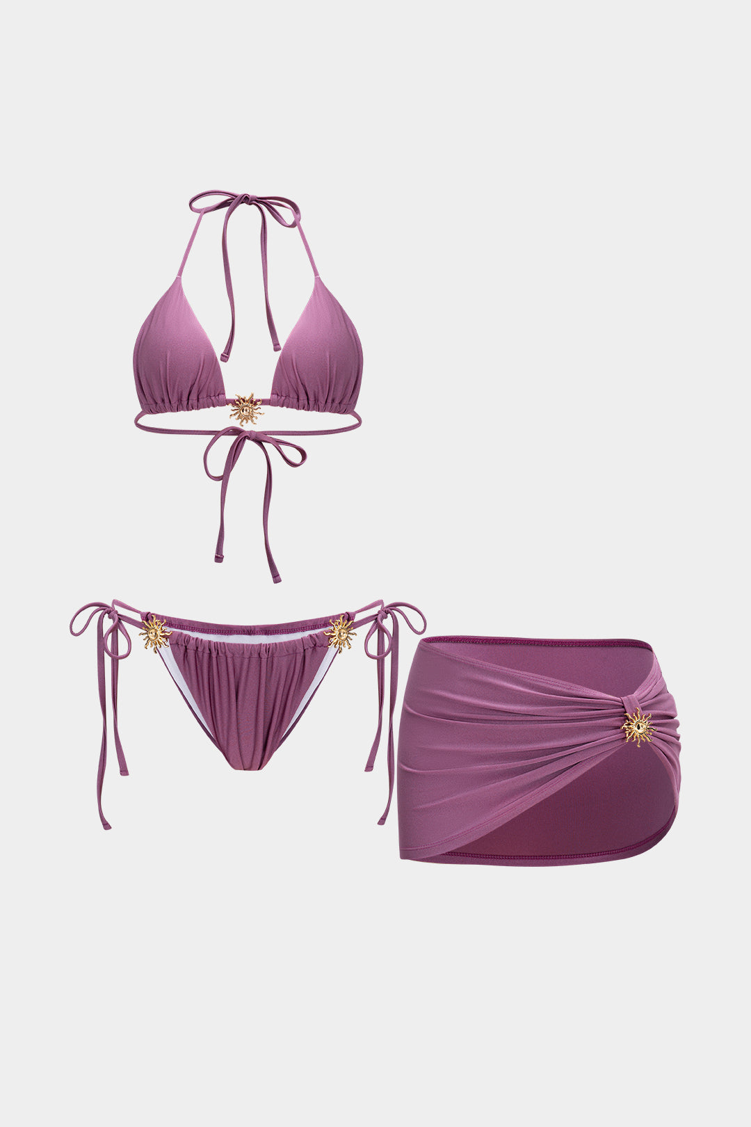 Bikini trzyczęściowe w metalicznym kolorze
