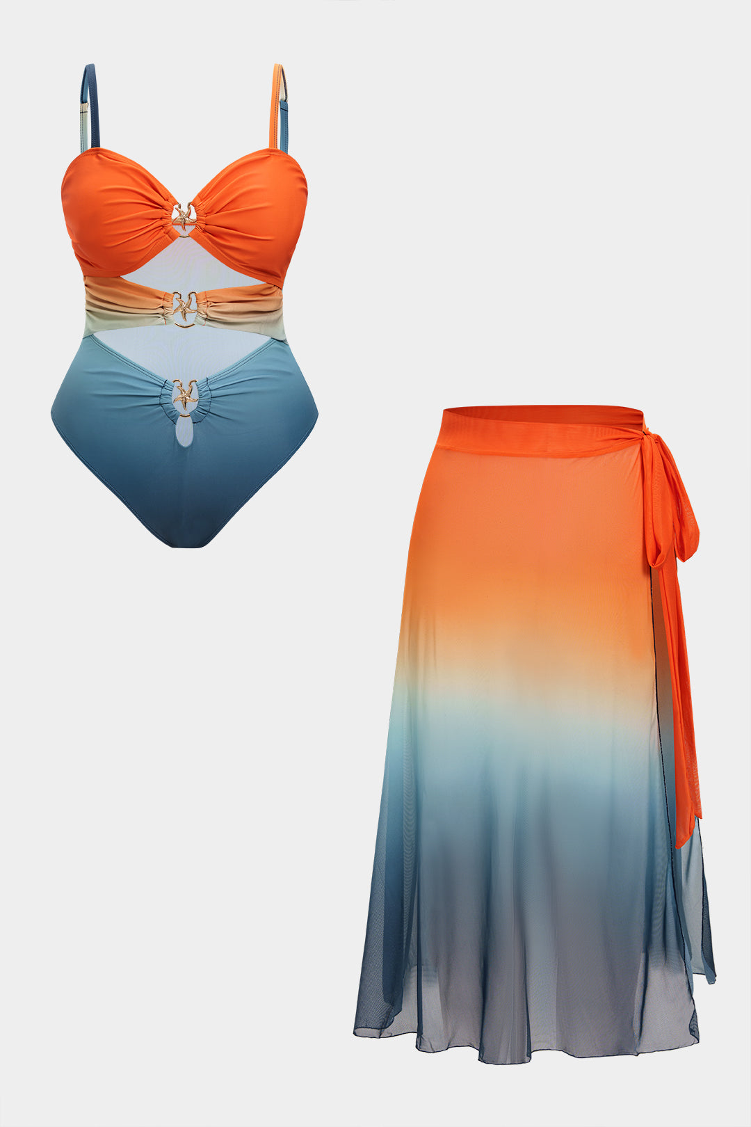 Kostium kąpielowy plus size z ombre i połyskiem