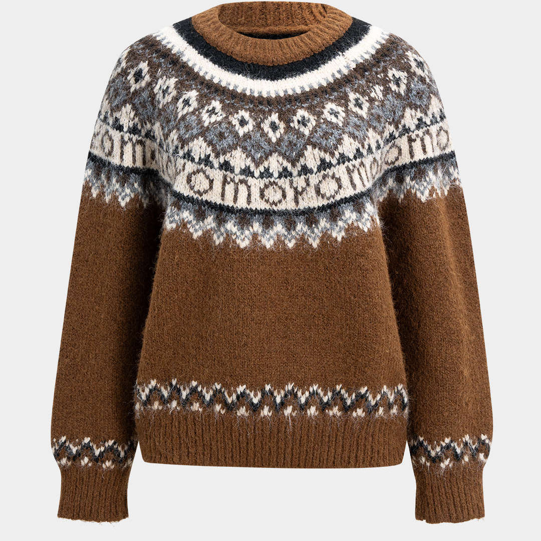 Damski sweter z okrągłym wykończeniem i długimi rękawami