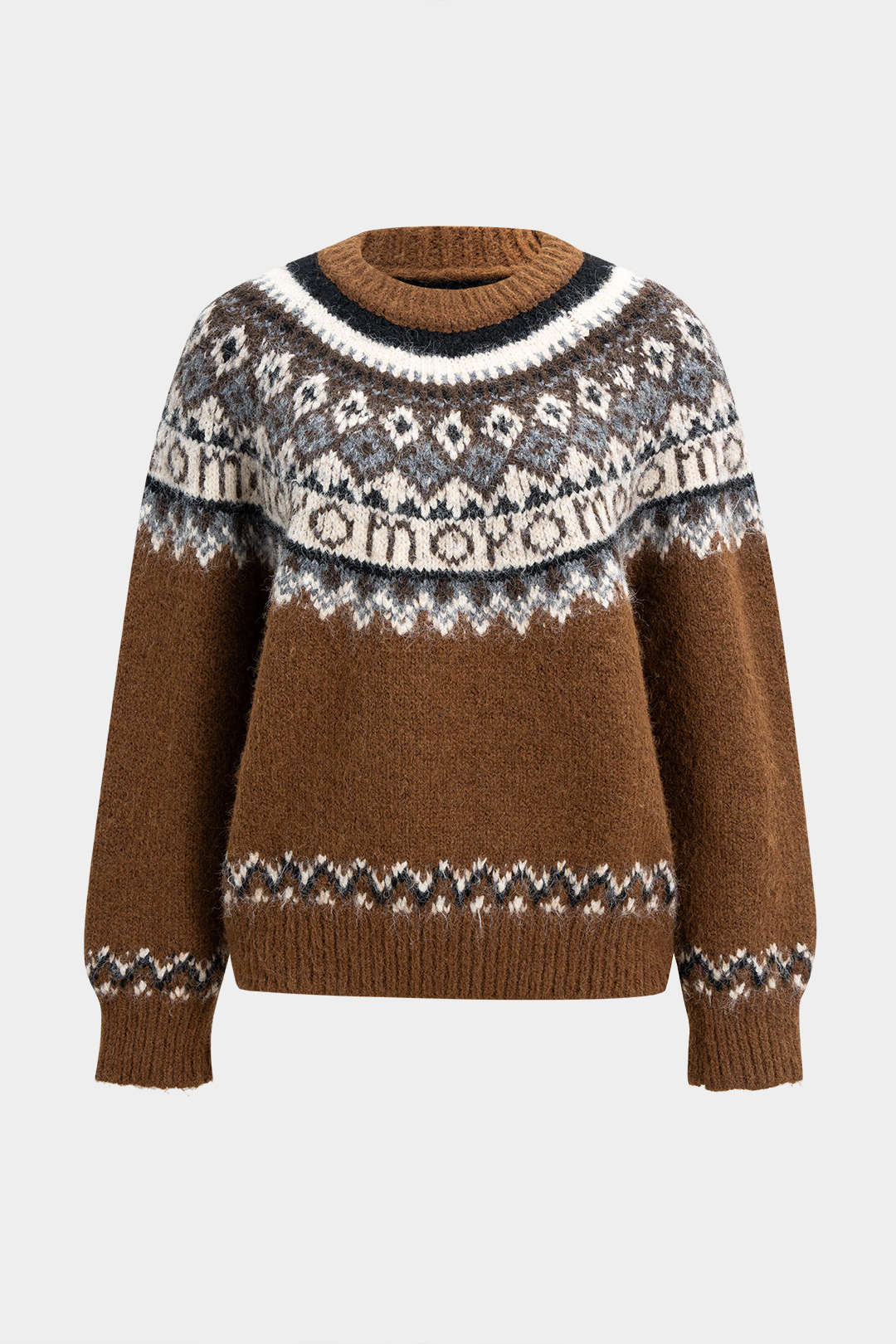 Damski sweter z okrągłym wykończeniem i długimi rękawami