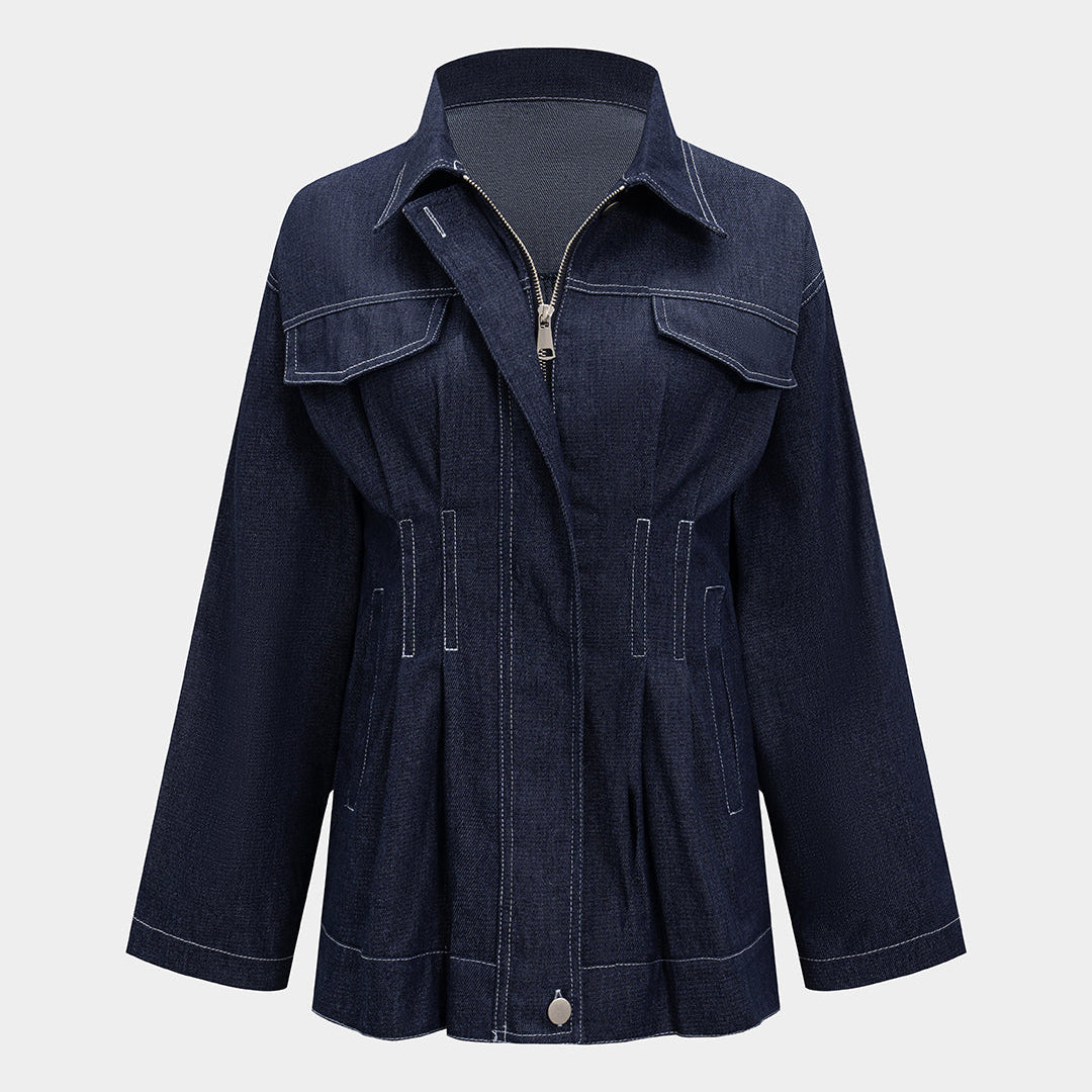 Plisowana kurtka z denimu