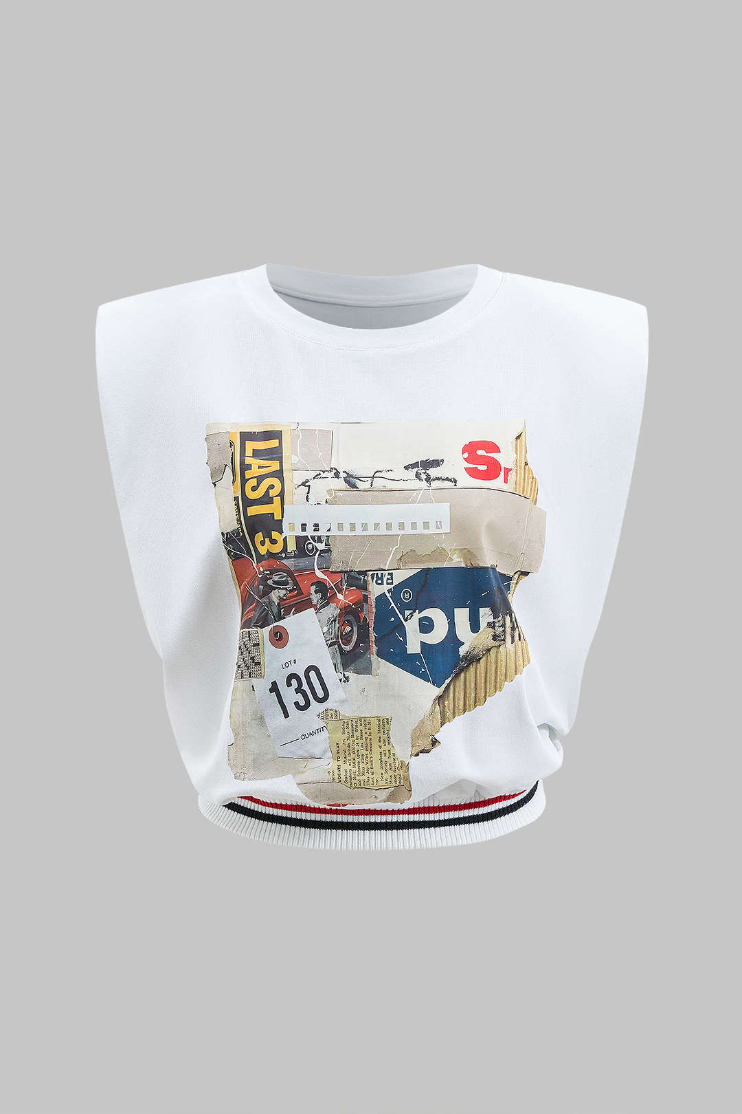 Damski t shirt bez rękawów z cyfrowym nadrukiem