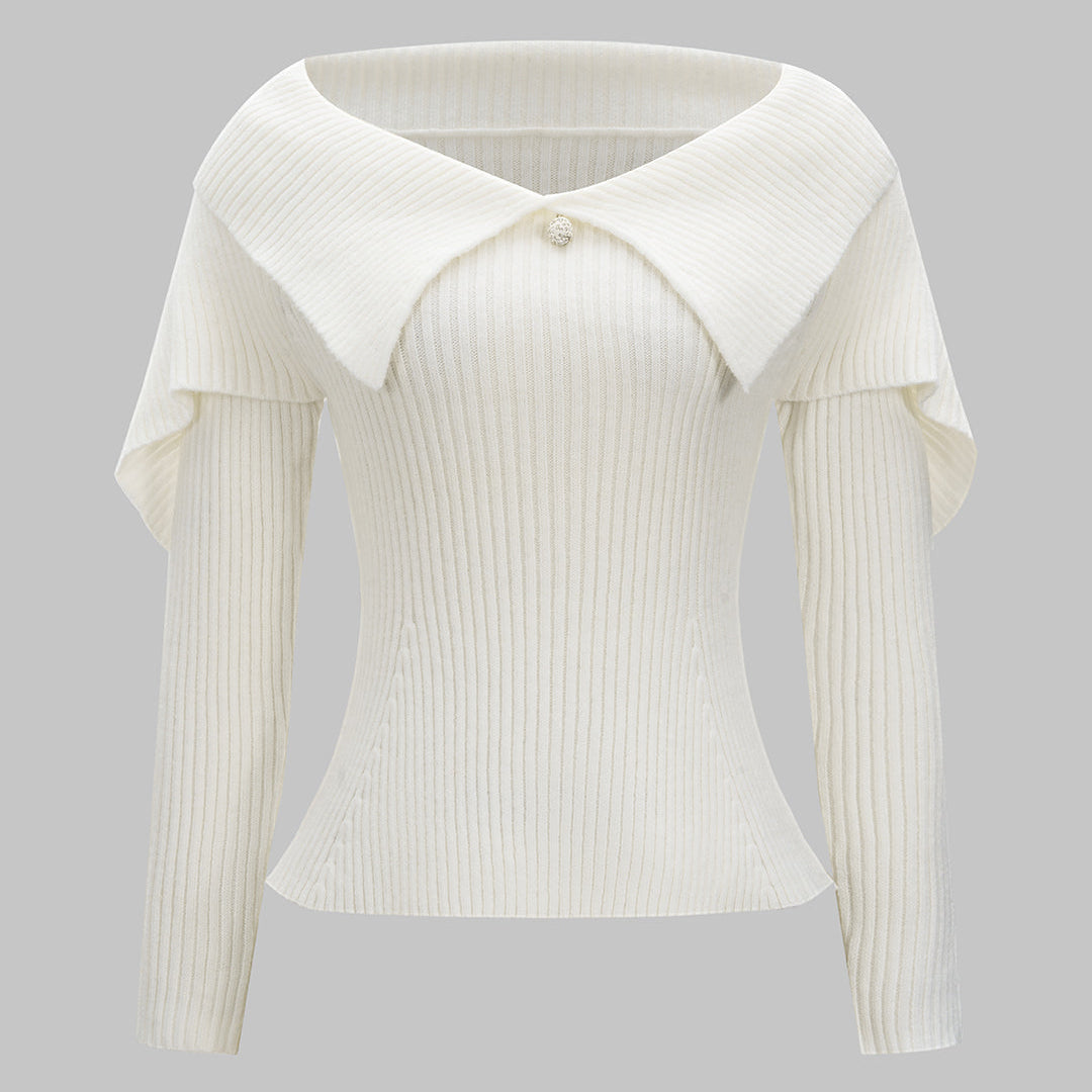 Sweter z prążkowanej dzianiny z długimi rękawami