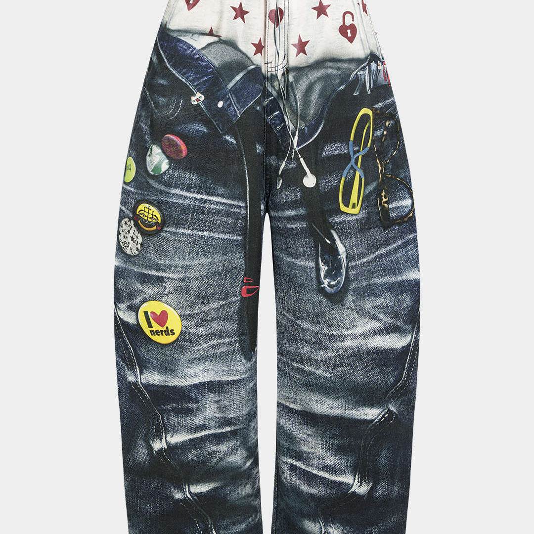 Spodnie z nadrukiem w stylu jeansowym
