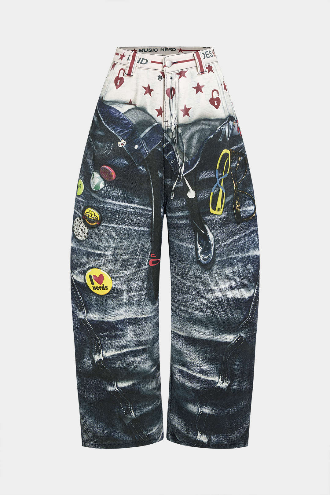 Spodnie z nadrukiem w stylu jeansowym
