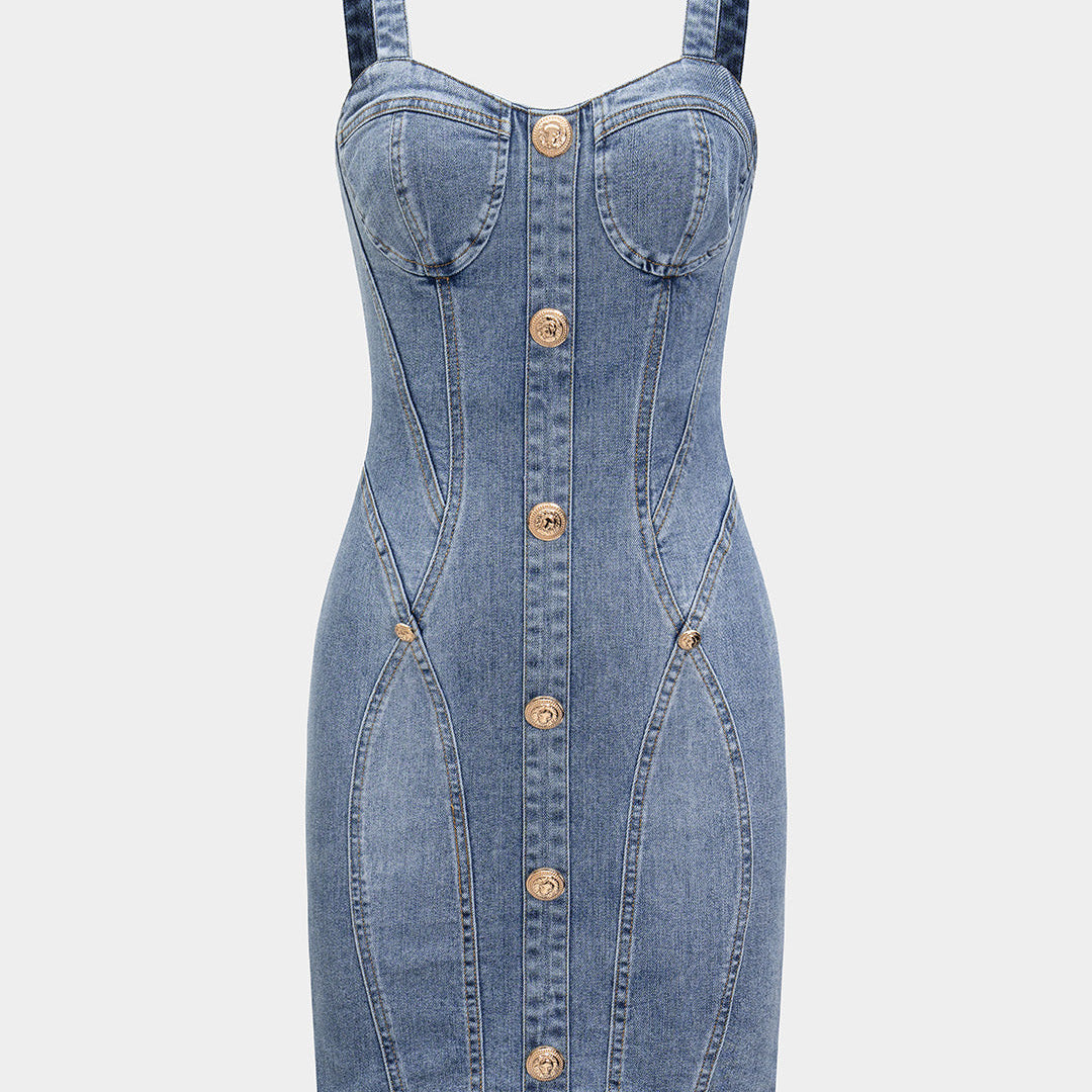 Denimowa sukienka bustier bez rękawów