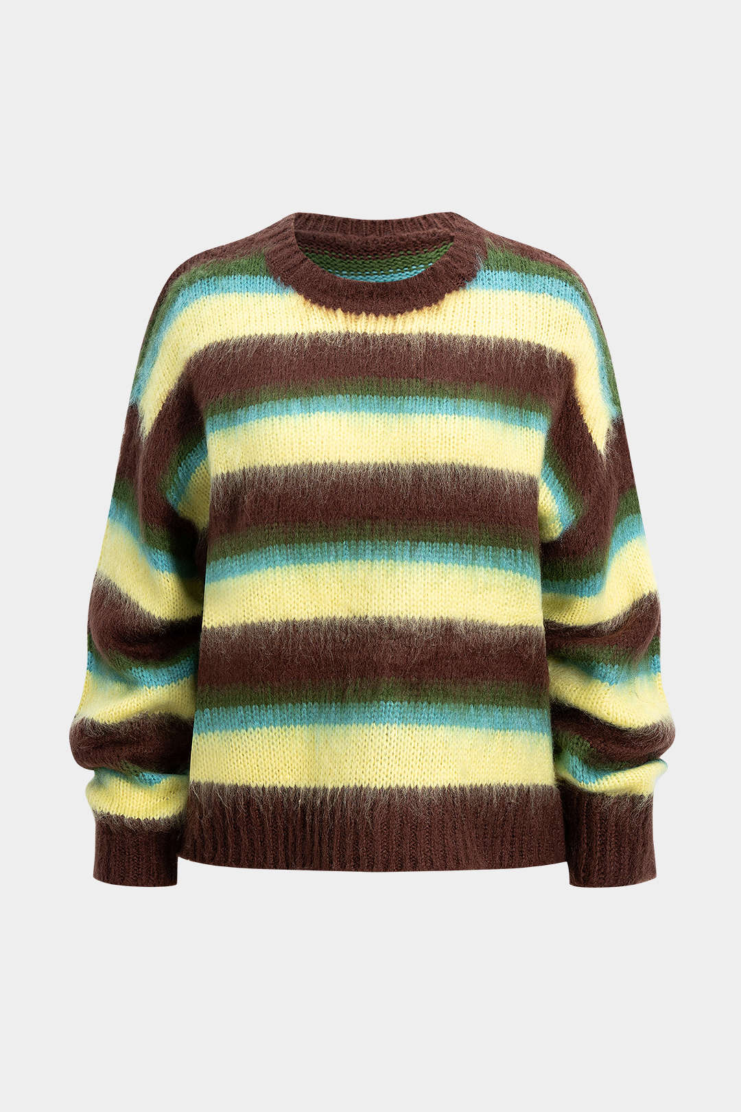 Sweter w paski z okrągłym dekoltem i długimi rękawami