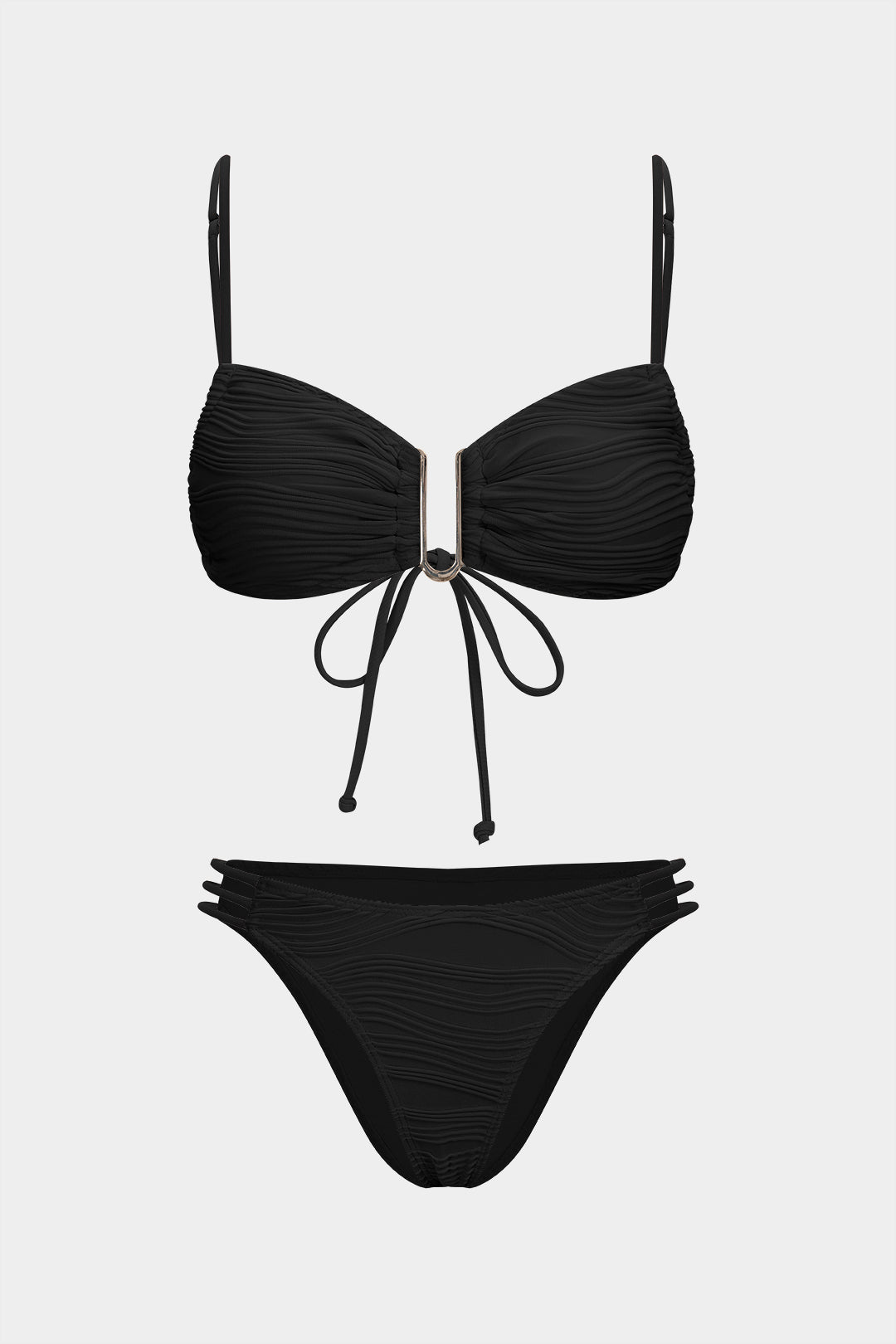 Kontrastowy bikini z wiązaniem