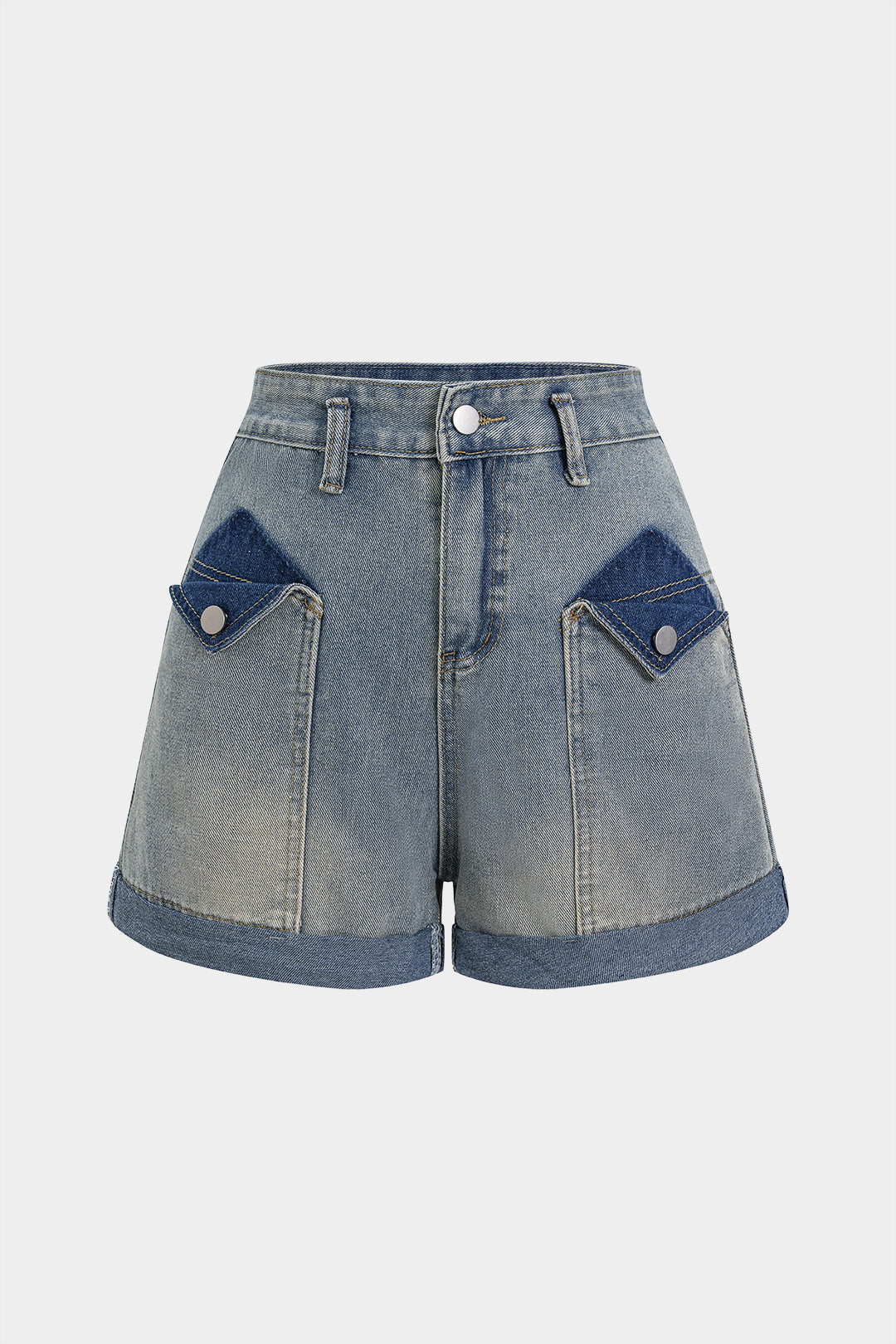 Krótkie spodenki z denimu z wysokim stanem i kieszeniami