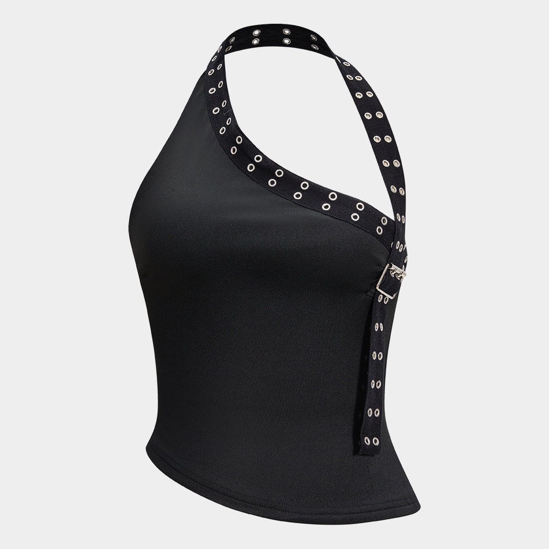 Halter top z asymetrycznym krojem