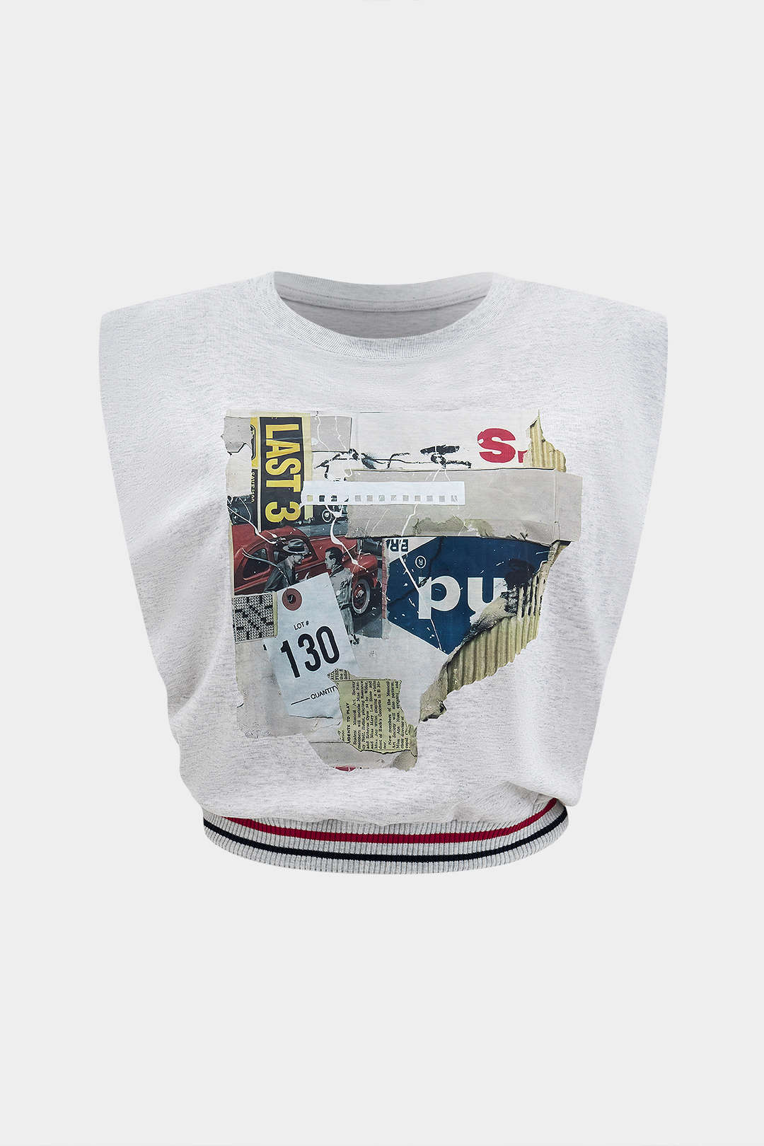 Damski t shirt bez rękawów z cyfrowym wzorem