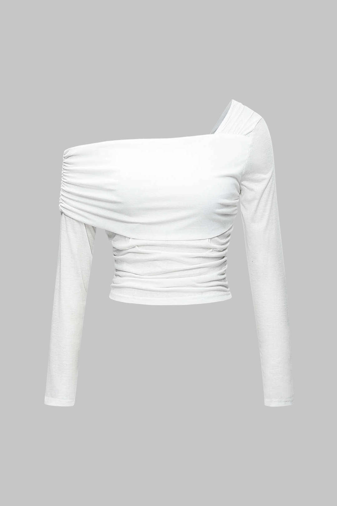 Bluzka z długim rękawem i marszczeniem na jedno ramię