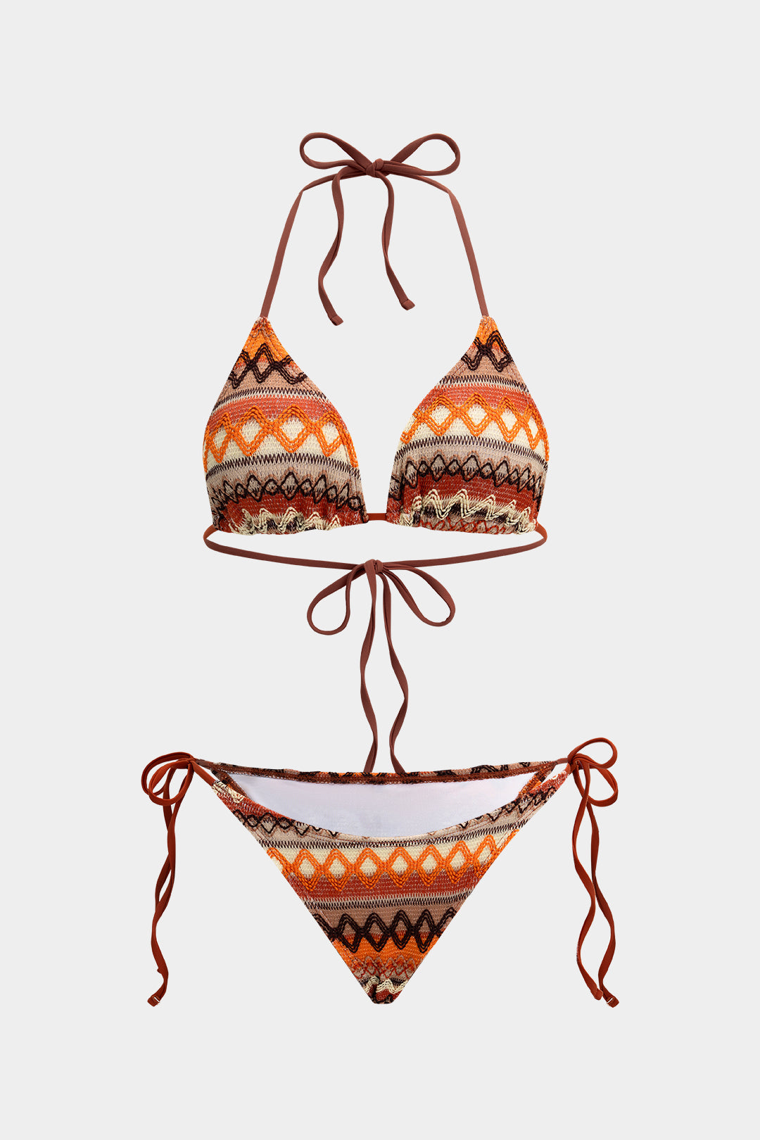 Bikini z wiązaniem na szyi i paskowym wzorem