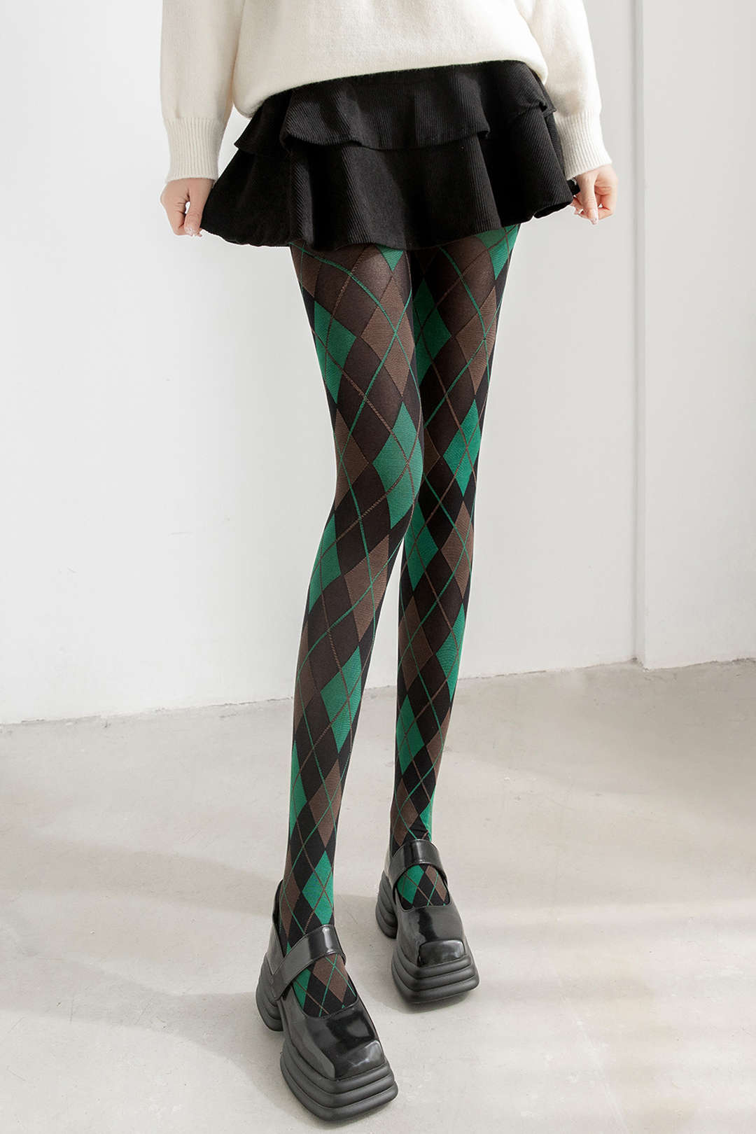 Rajstopy z wzorem argyle