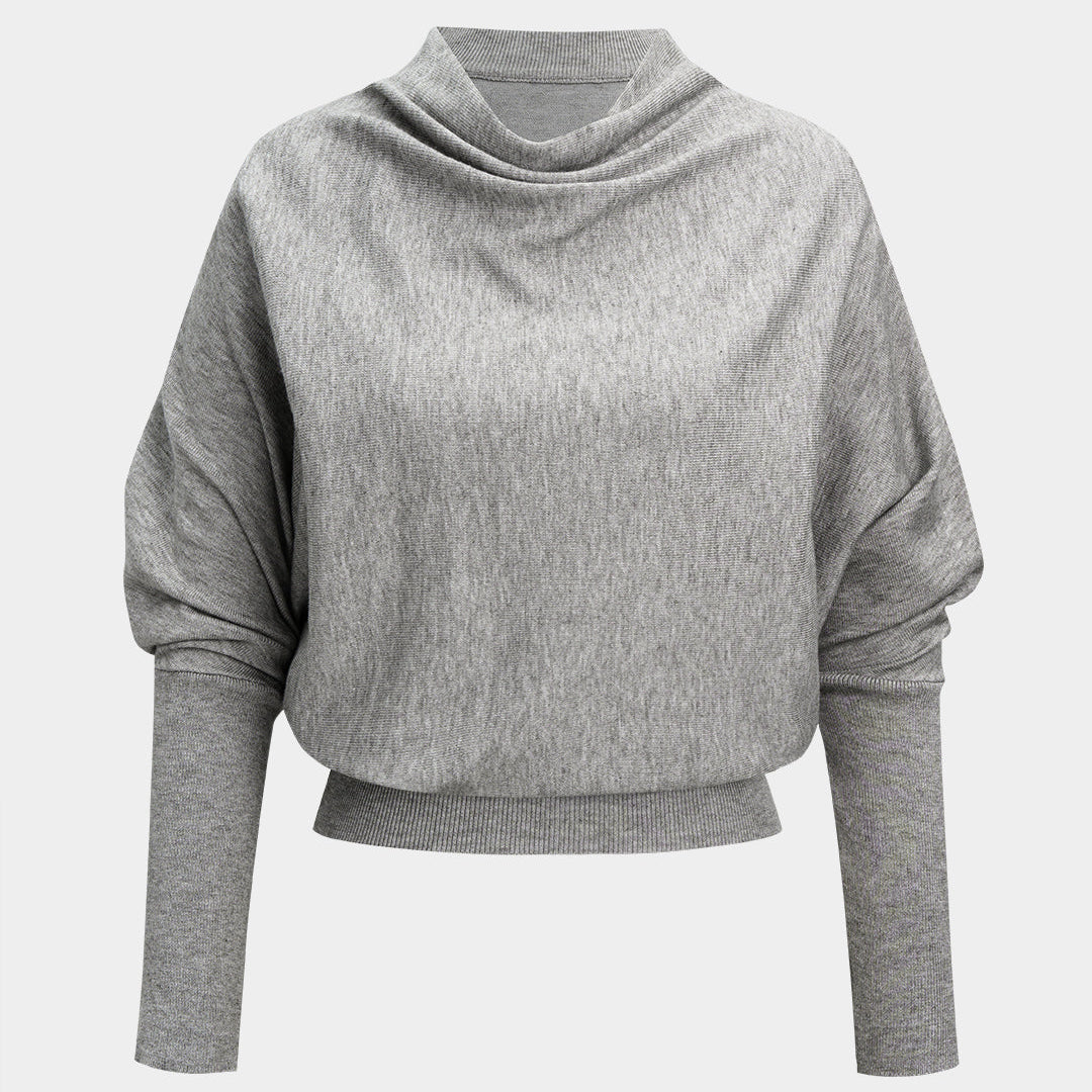 Dzianinowy sweter z szerokimi rękawami i golfem