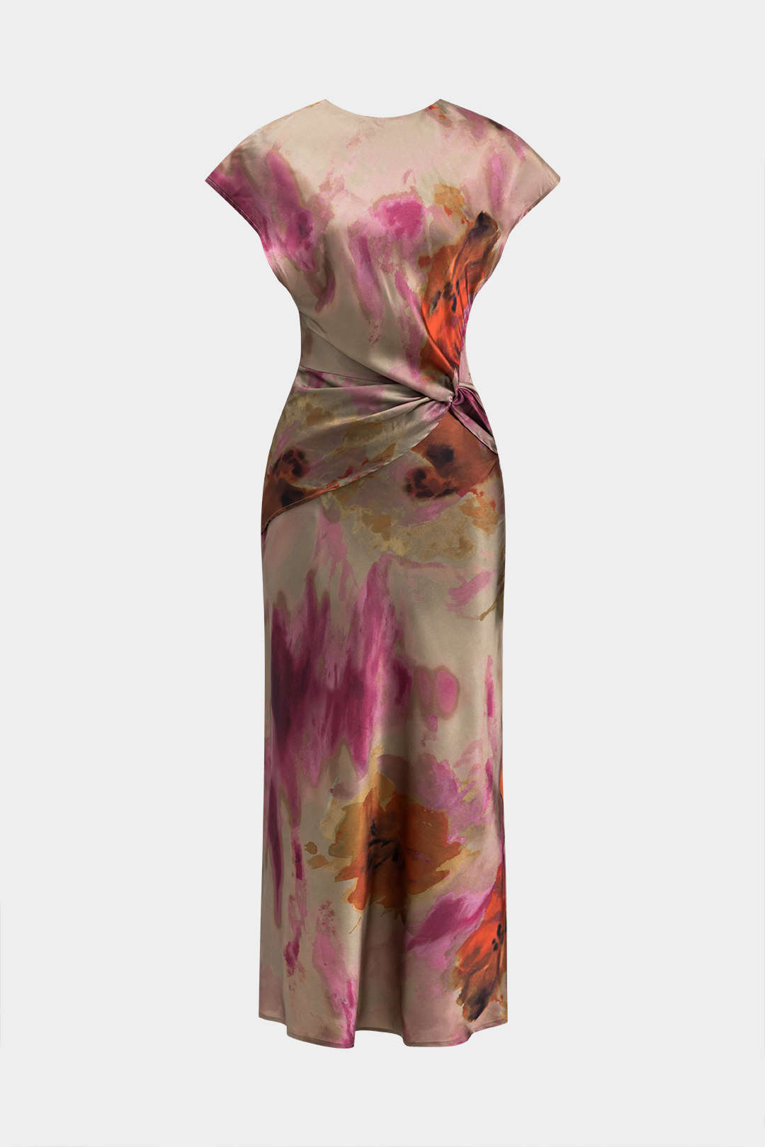 Marszczona sukienka midi z efektem tie dye