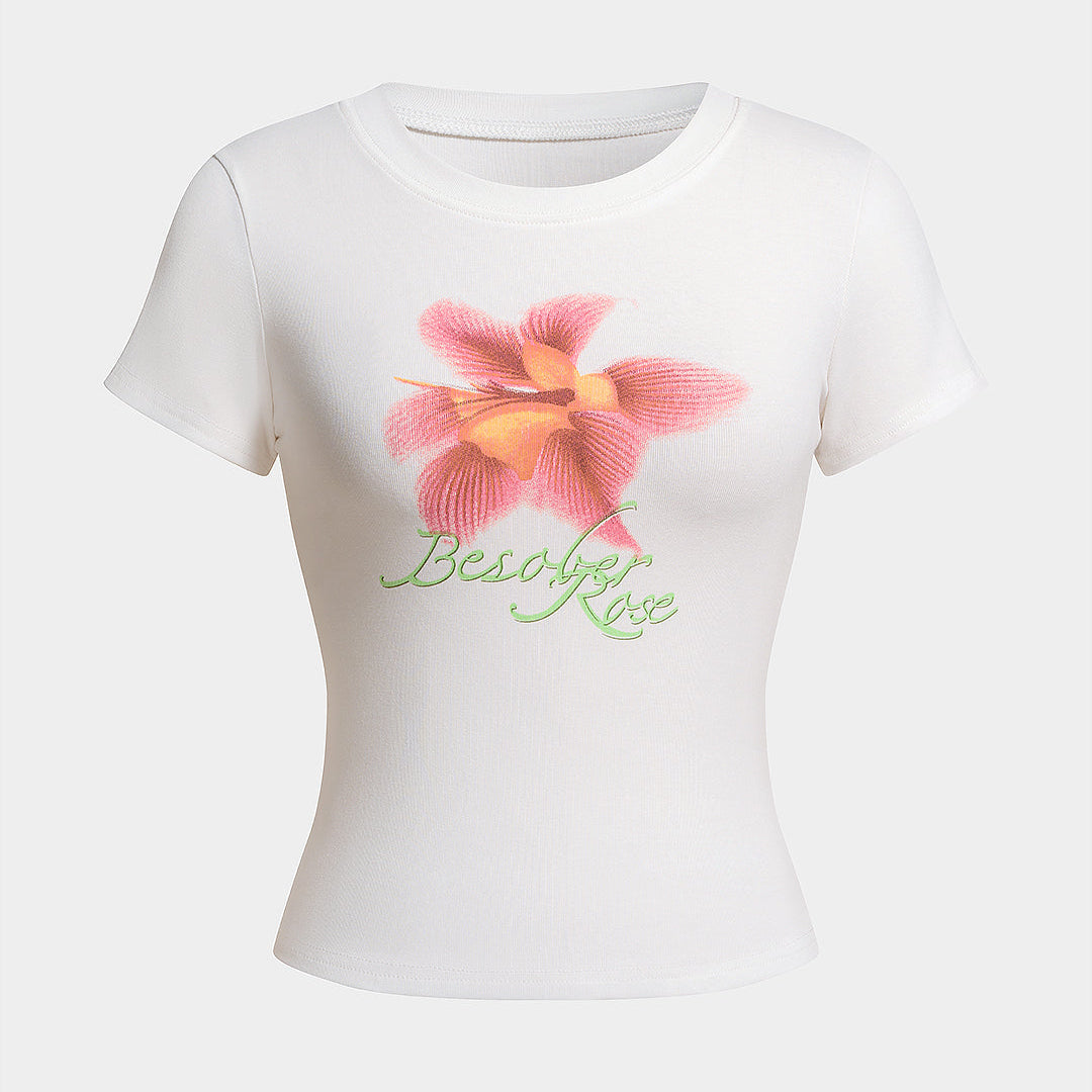 T shirt z krótkim rękawem i motywem kwiatowym