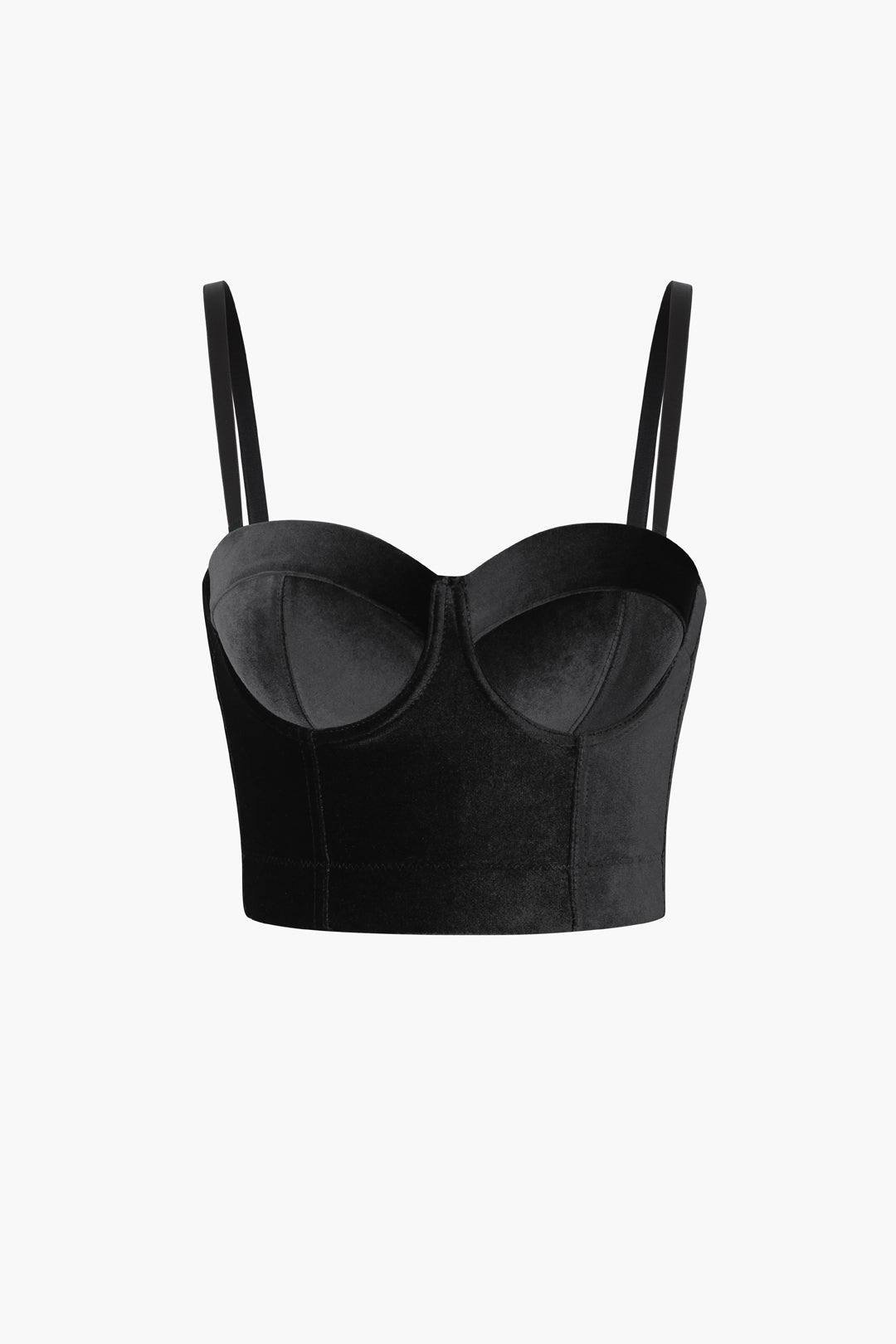 Aksamitny top bustier na cienkich ramiączkach