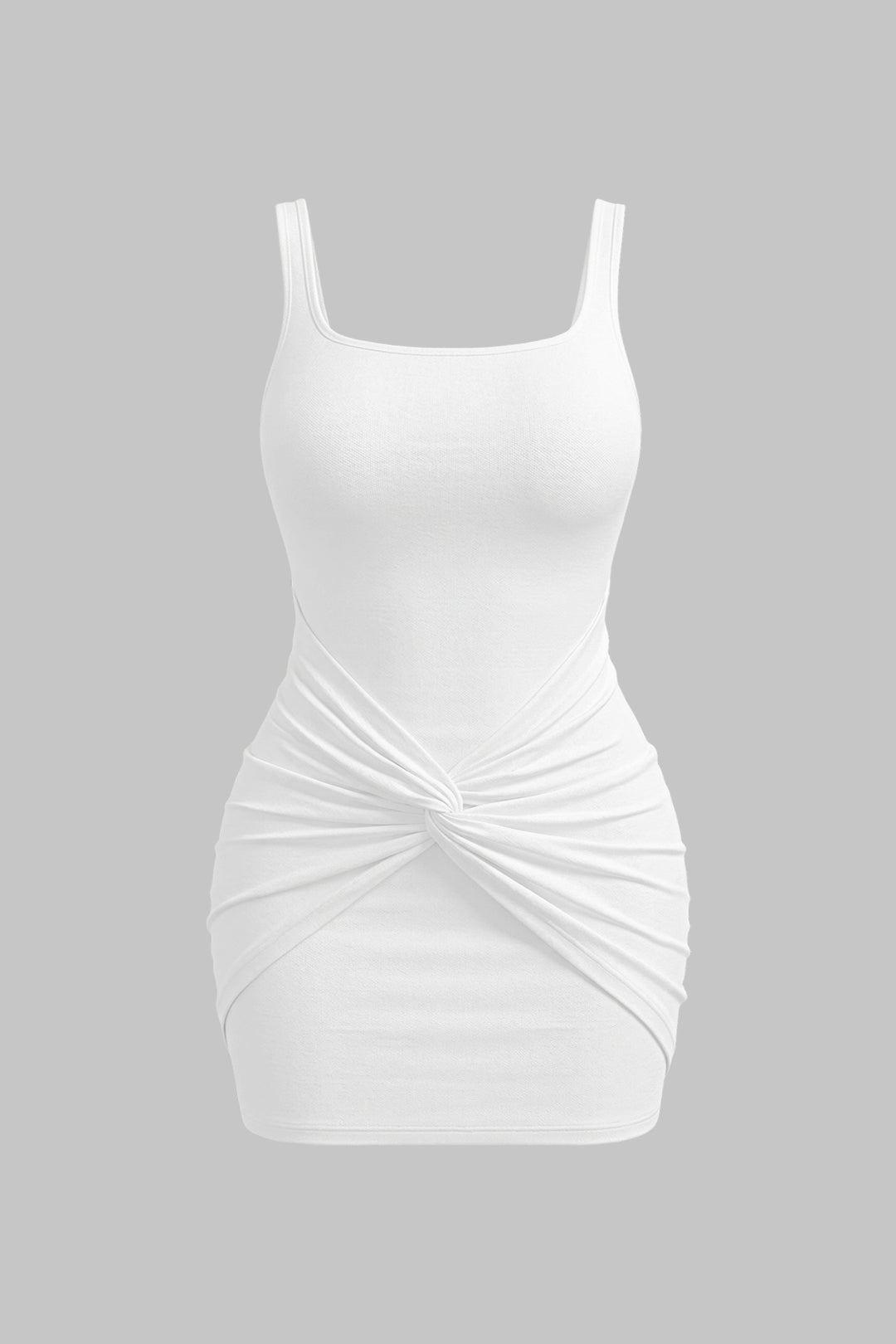 Mini sukienka plus size z kwadratowym dekoltem i wiązaniem