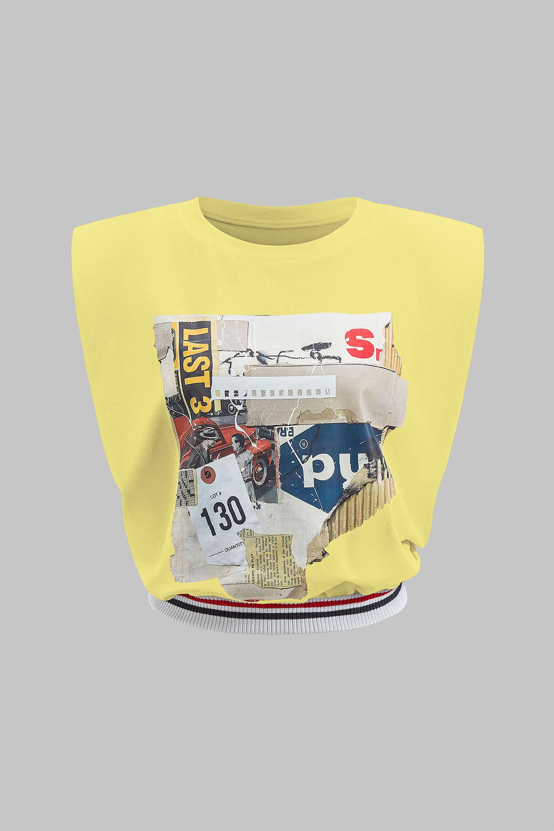 Damski t shirt bez rękawów z cyfrowym wzorem