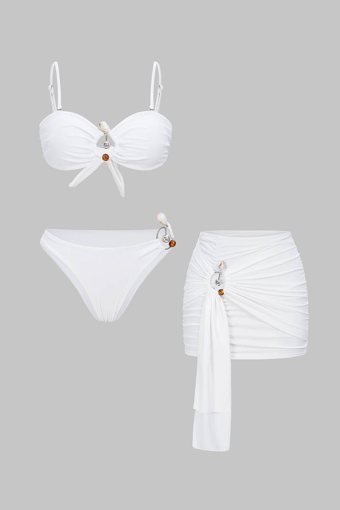 Bikini z metalicznymi wycięciami i spódnicą