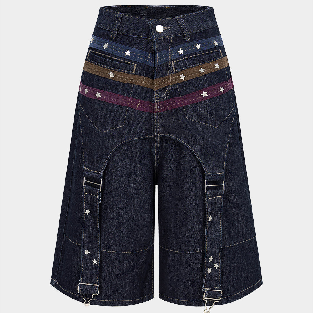 Szorty z denimu z ozdobnymi gwiazdkami