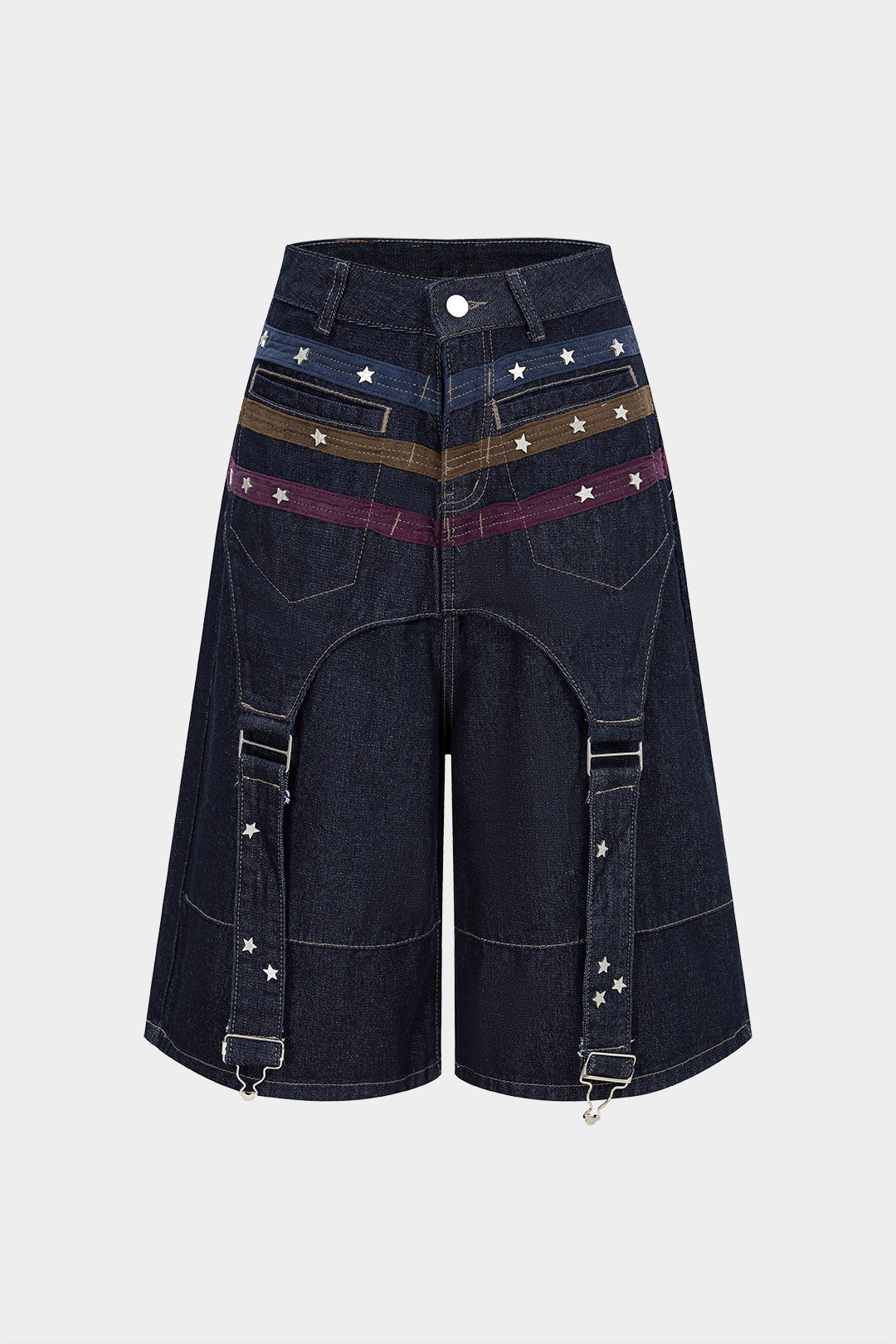 Szorty z denimu z ozdobnymi gwiazdkami