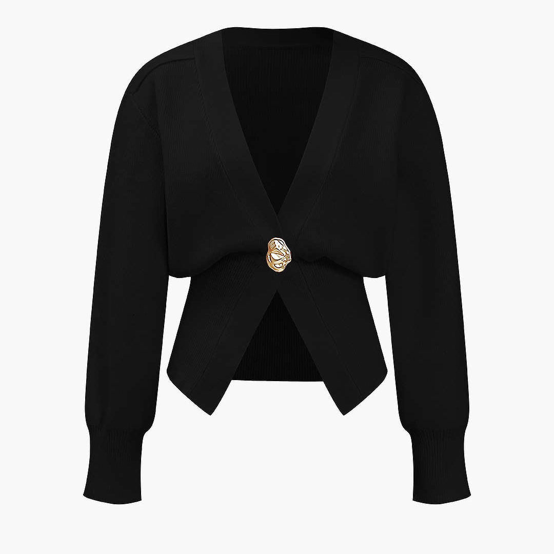 Sweter kardigan z dekoltem w szpic