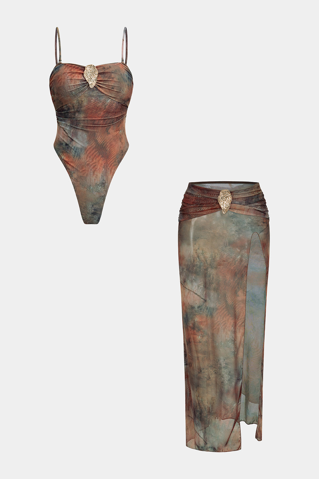 Bikini z siateczki z efektem tie dye i metalicznymi akcentami