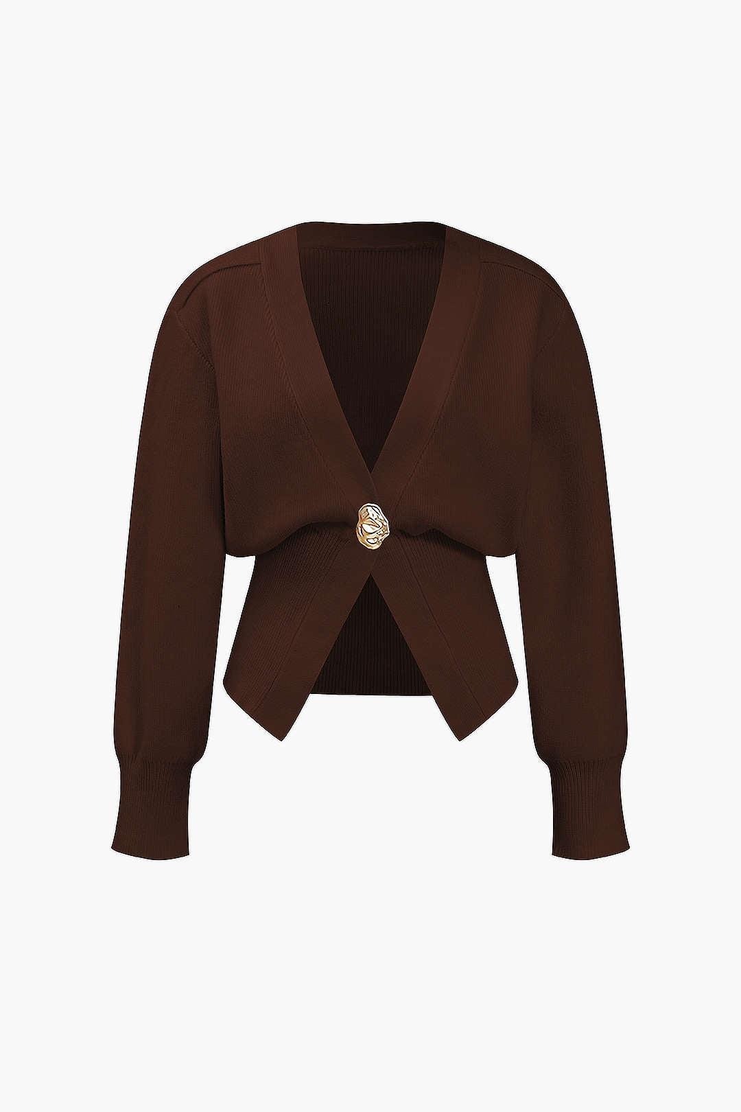 Sweter z dekoltem w serek i guzikami